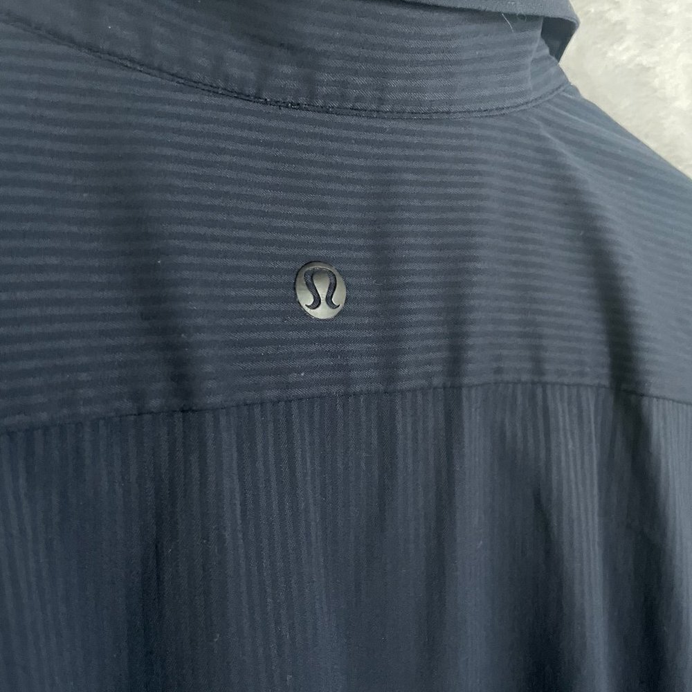 Lululemon Mens Button Down Blue Striped Long Sleeve Stretch Athletic Fit Shirt - Picture 8 of 15